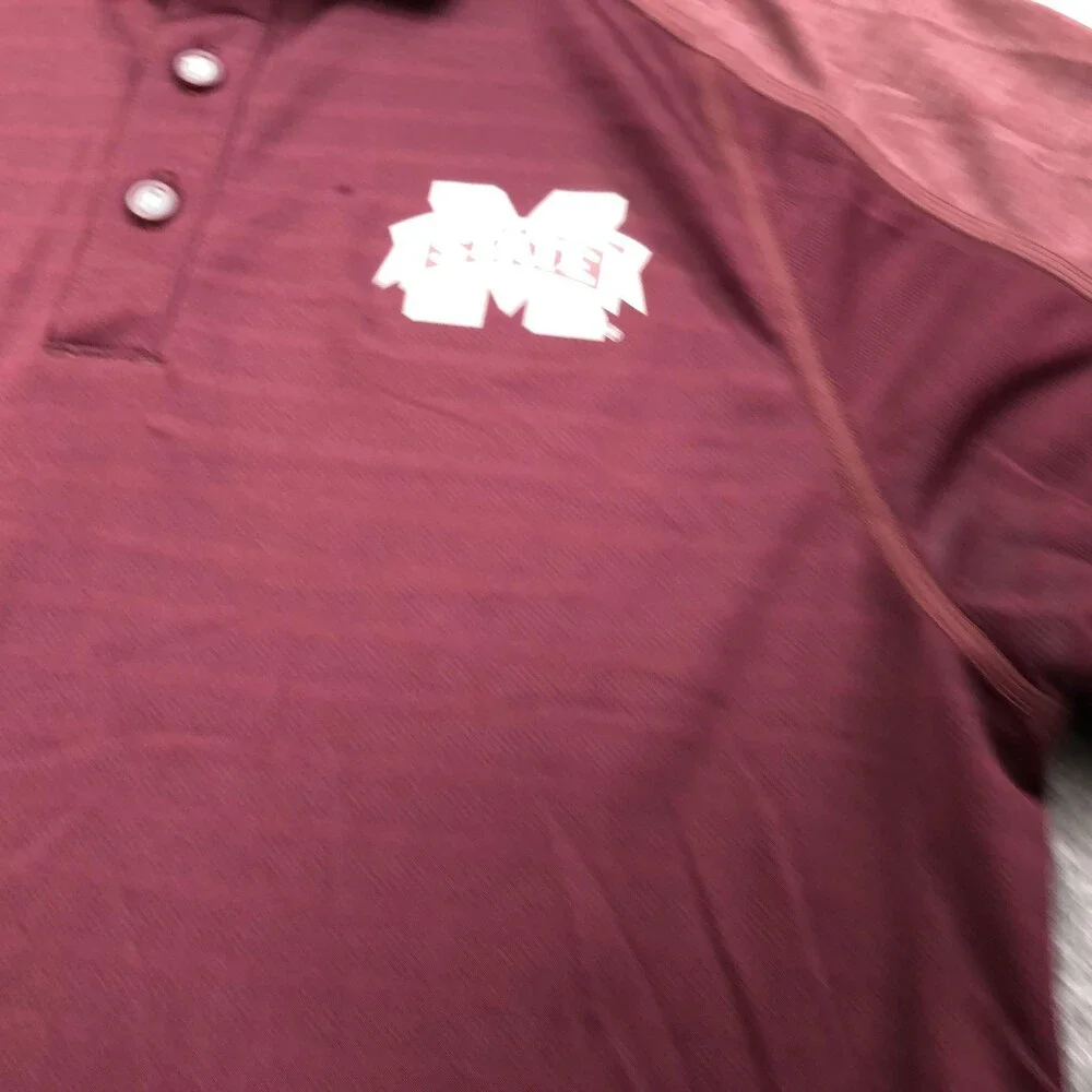 Mississippi State Bulldogs Polo Shirt Mens Medium Red NCAA Football Adidas Logo